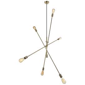 Image1 of Alexa 50" Wide 6 Light Aged Brass Adjustable Pendant