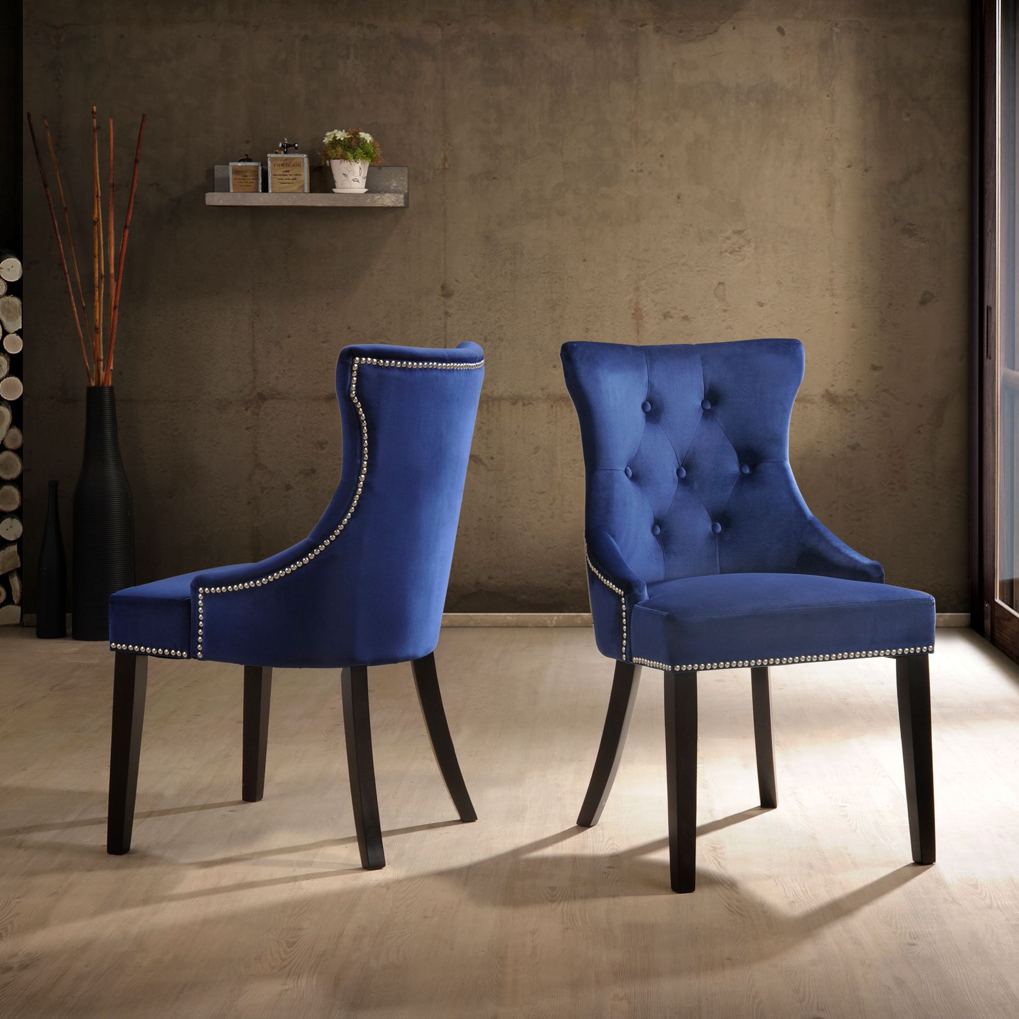 Blue tufted dining online chair