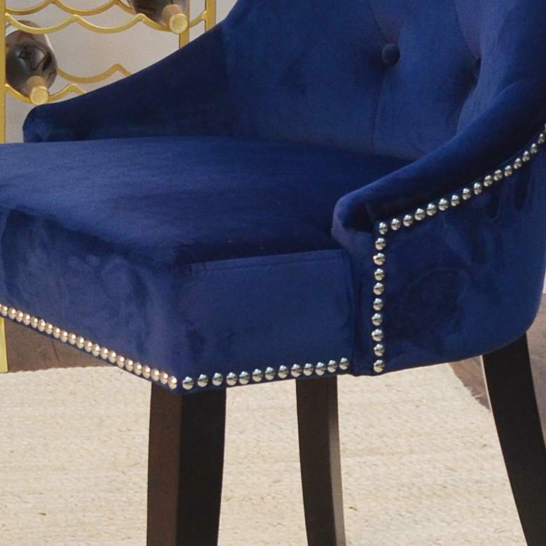 Image 4 Alexa Blue Velvet Fabric Tufted Dining Chair more views