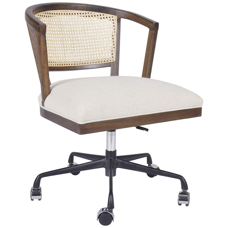 Image 1 Alexa Mid-Century Beech and Cane Adjustable Swivel Desk Chair