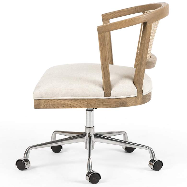 Image 7 Alexa Mid-Century Oak and Cane Adjustable Swivel Desk Chair more views