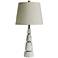 Alexa White Marble and Polished Nickel Pyramid Table Lamp