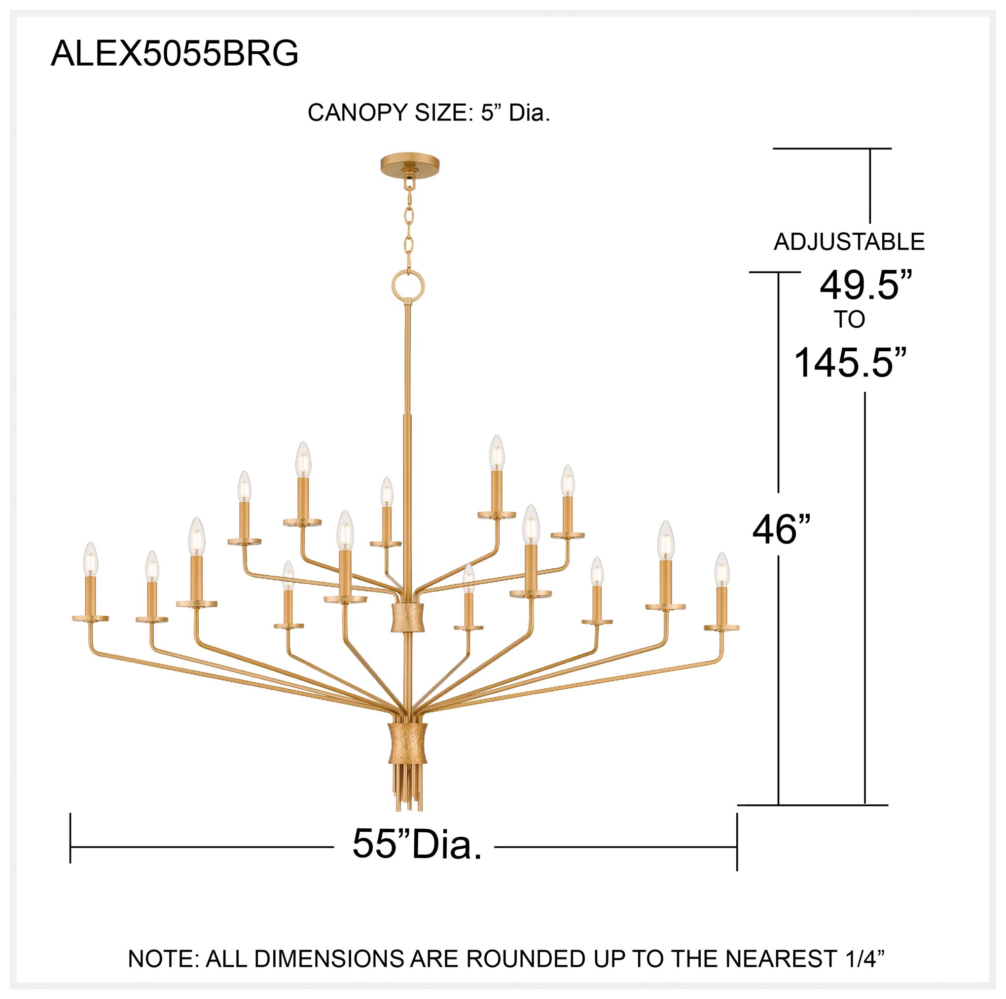 Alexander 15-Light Brushed Gold Chandelier
