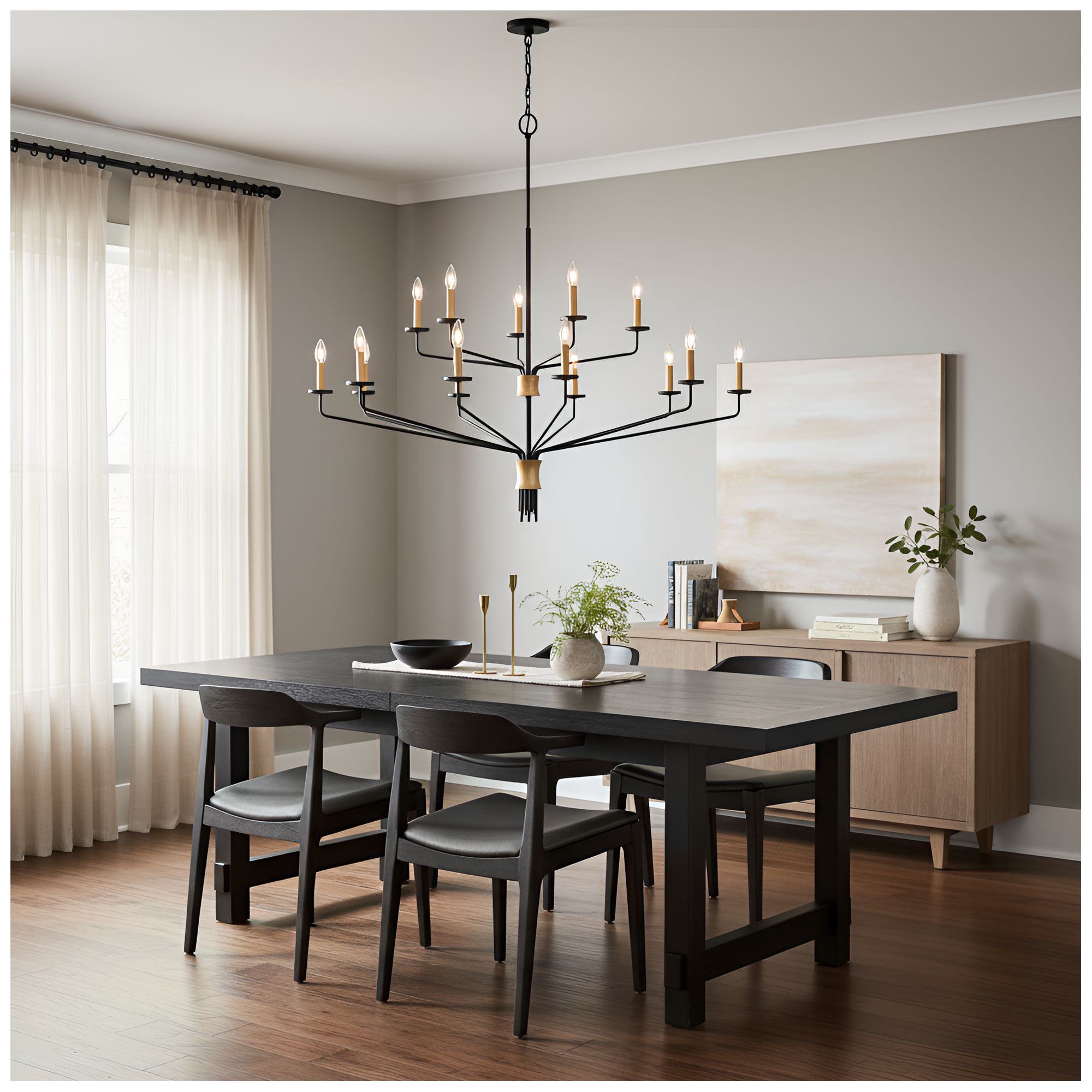 Alexander 15-Light Matte Black Chandelier