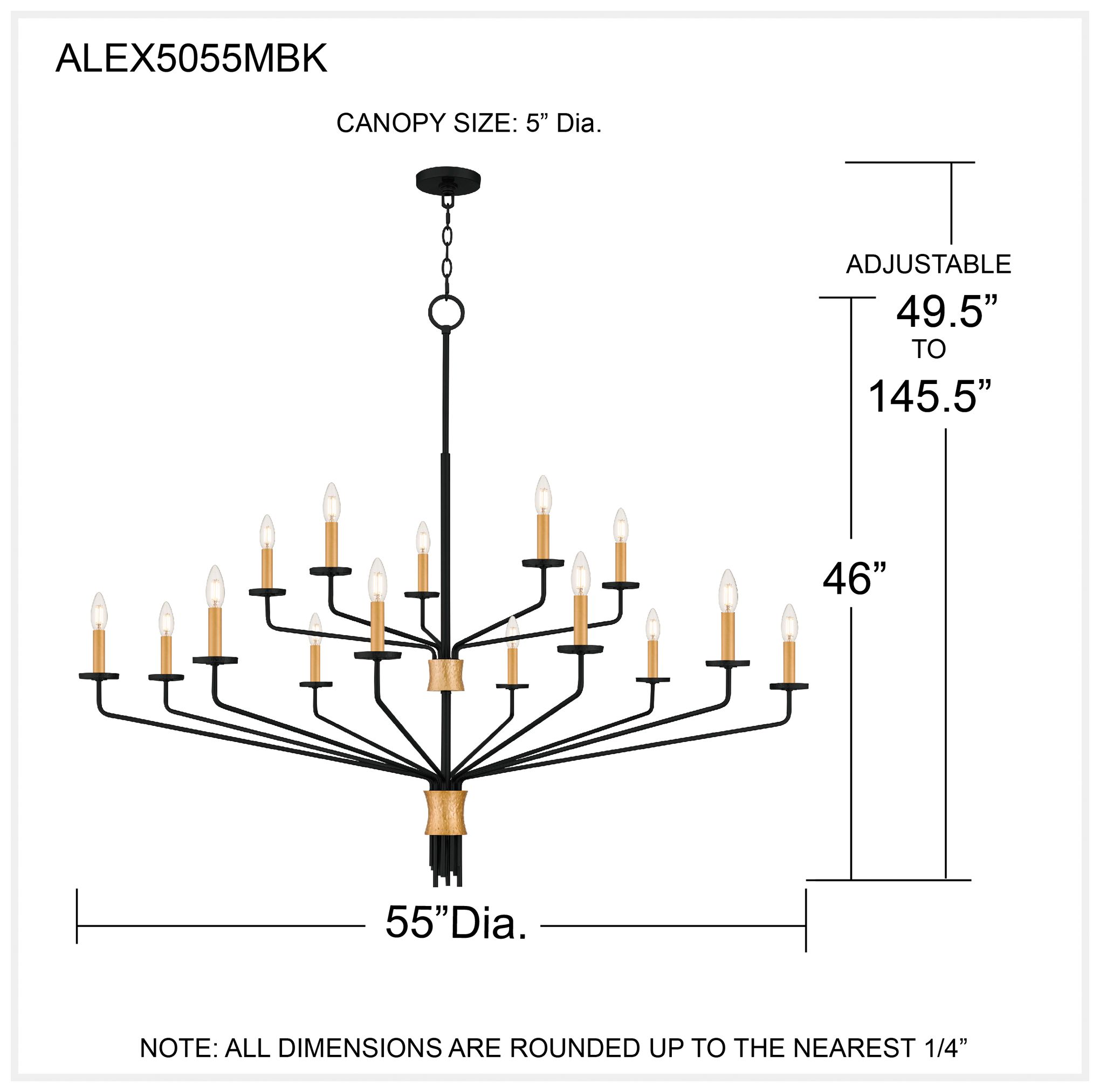 Alexander 15-Light Matte Black Chandelier