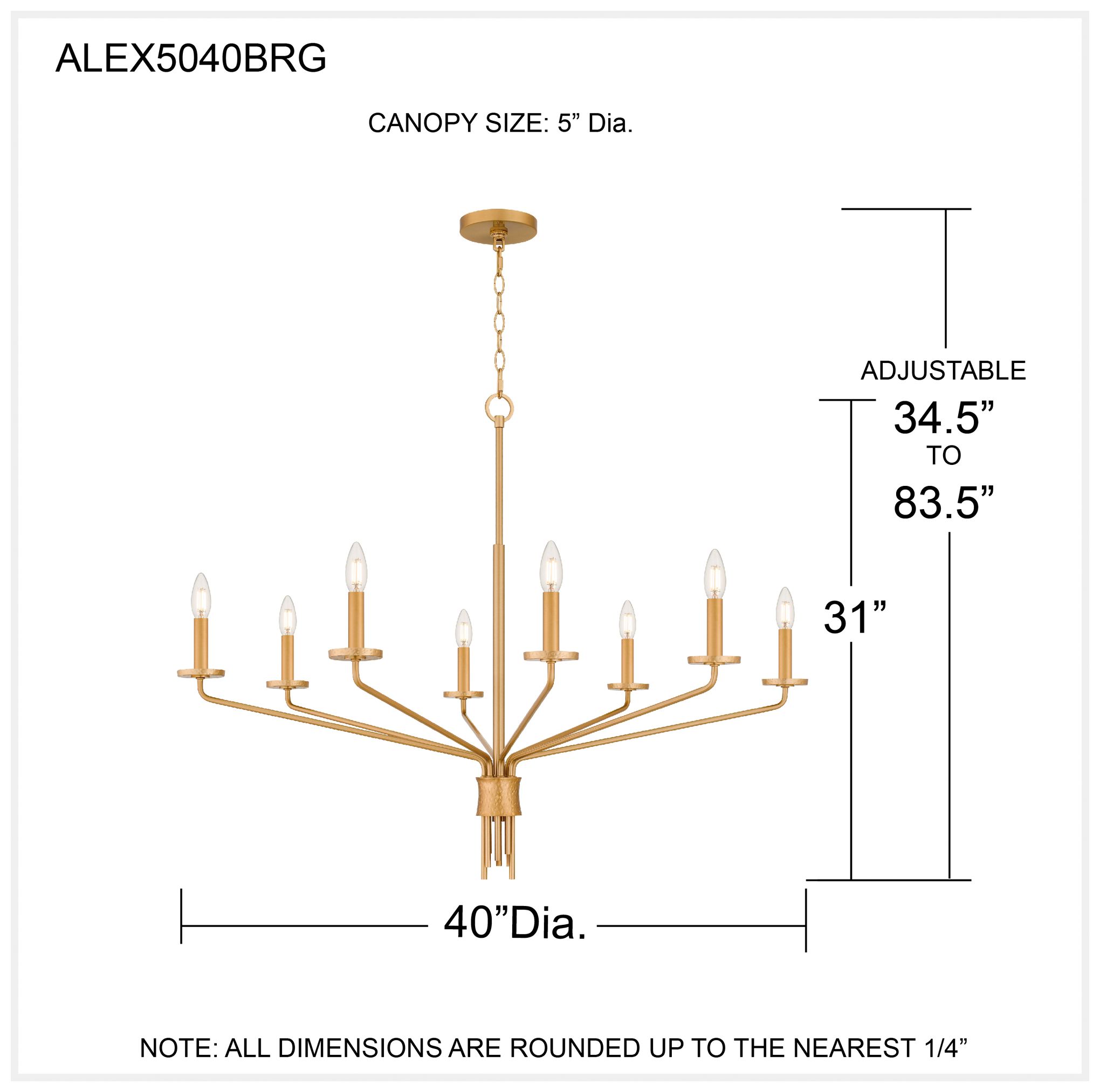 Alexander 8-Light Brushed Gold Chandelier
