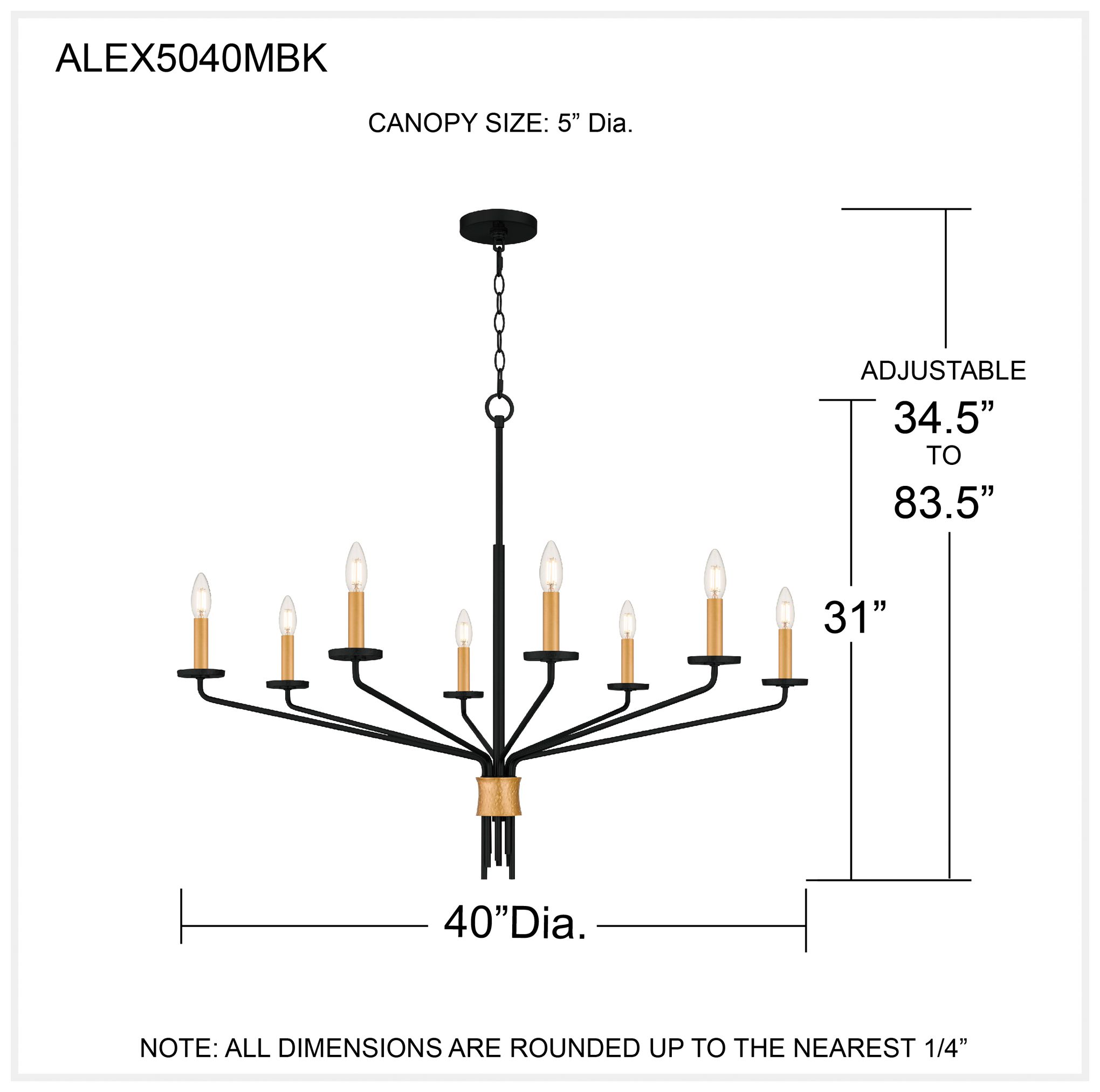 Alexander 8-Light Matte Black Chandelier