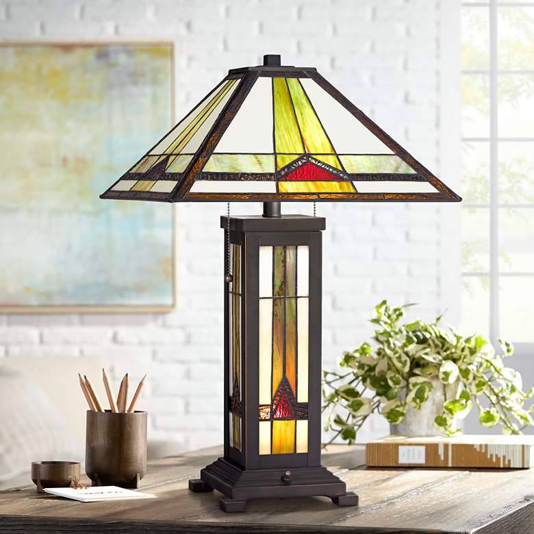 Image 1 Alexander Tiffany-Style Table Lamp with Night Light