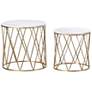 Alexandra 16"W Metal and Marble Round Nesting Accent Table Set of 2