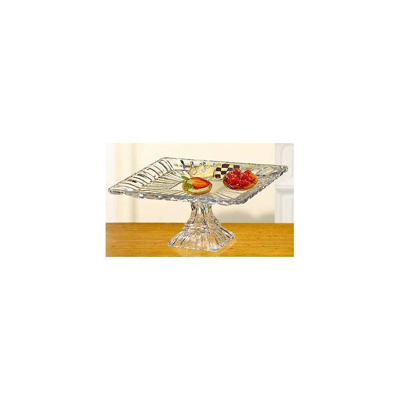 Image 1 Alexandria Collection Crystal 11 inch Square Pedestal Plate