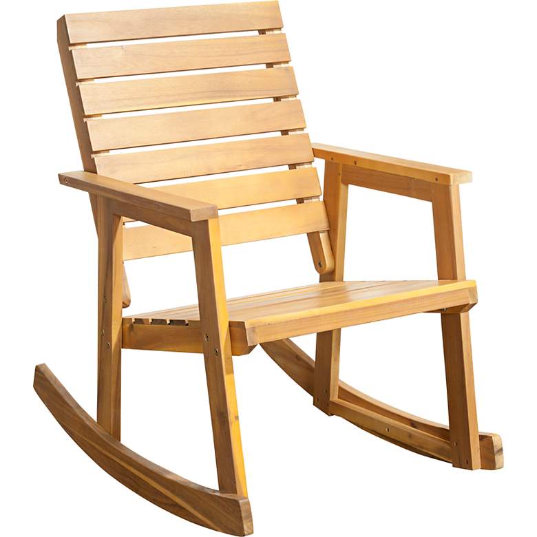 Image 1 Alexei Teak Brown Wood Rocking Chair
