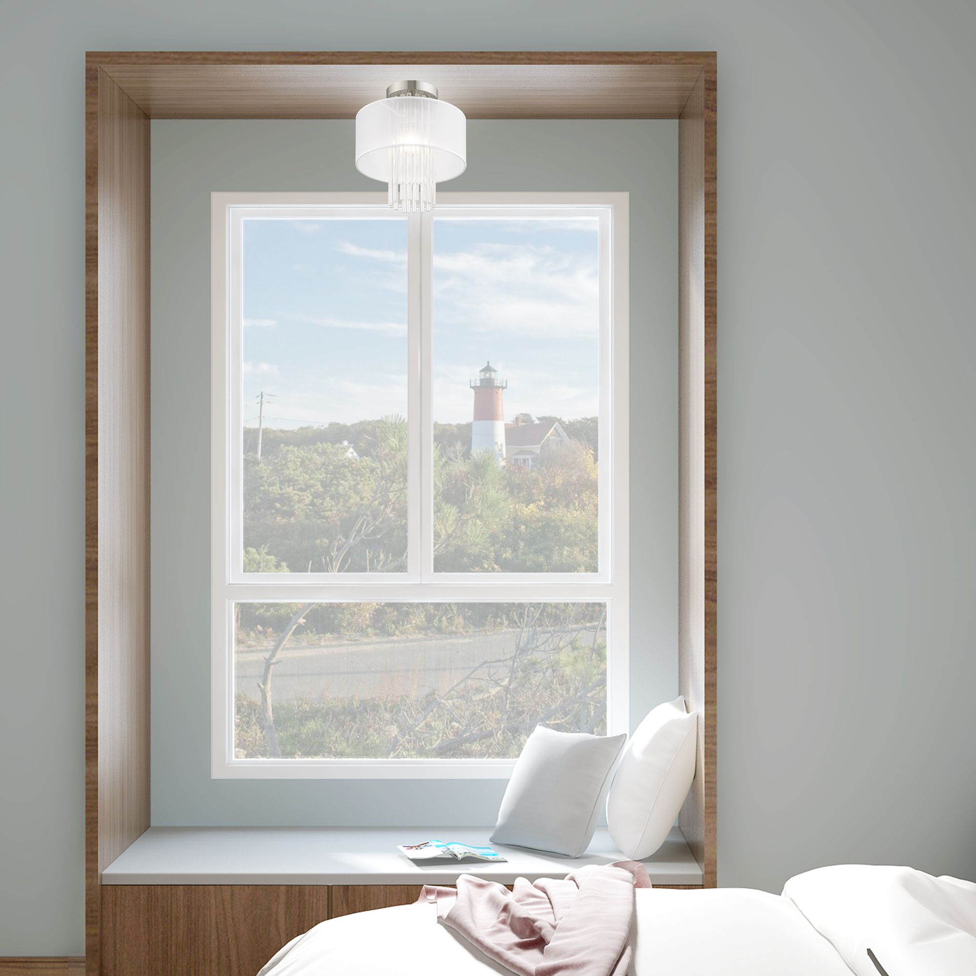 Alexis 1 Light Brushed Nickel Ceiling Mount