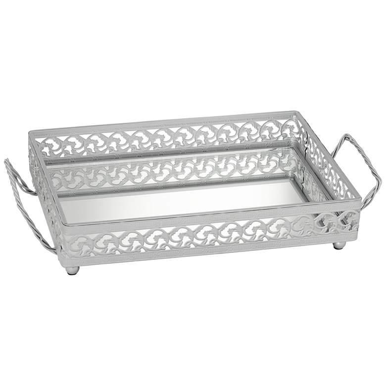 Image 1 Alexis 18 1/2" Wide Silver Mirror Vanity Table Tray