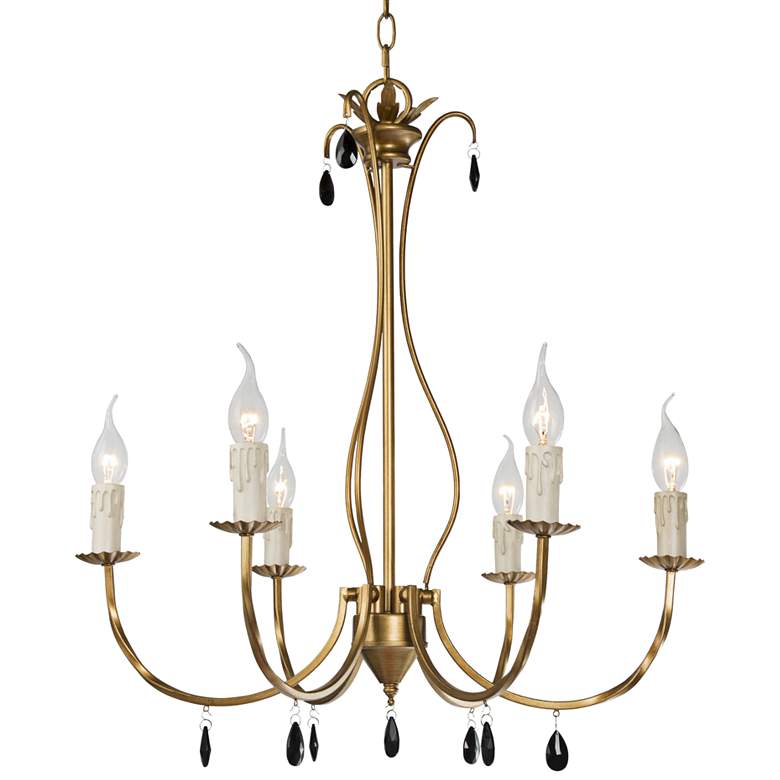 Image 2 Alexis 23 inch Wide Antique Brass Metal 6-Light Chandelier