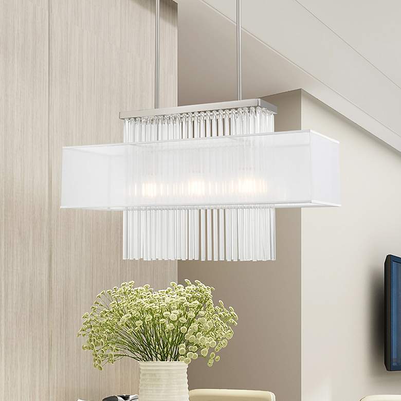 Image 1 Alexis 3 Light Brushed Nickel Linear Chandelier