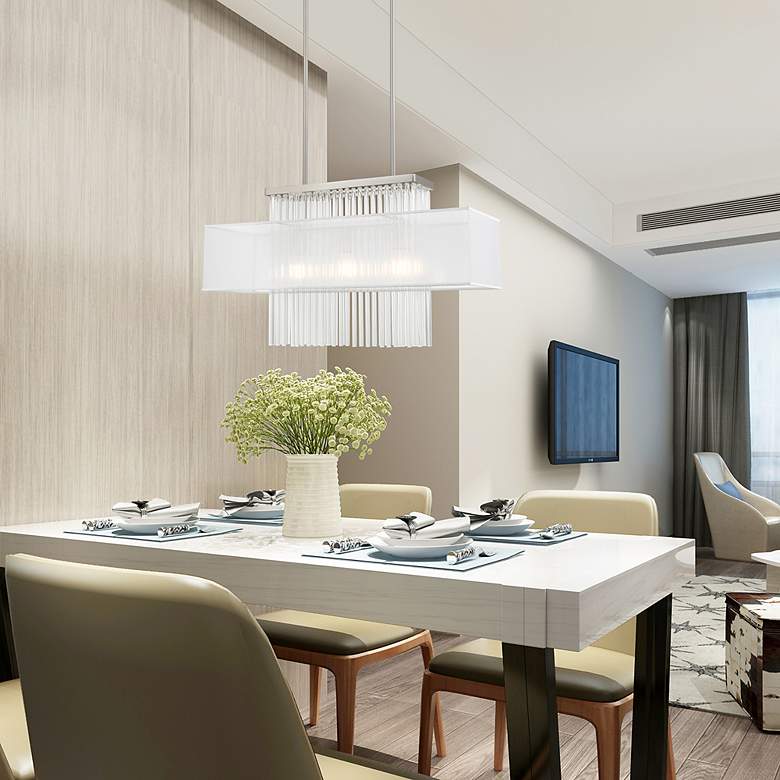 Image 7 Alexis 3 Light Brushed Nickel Linear Chandelier more views