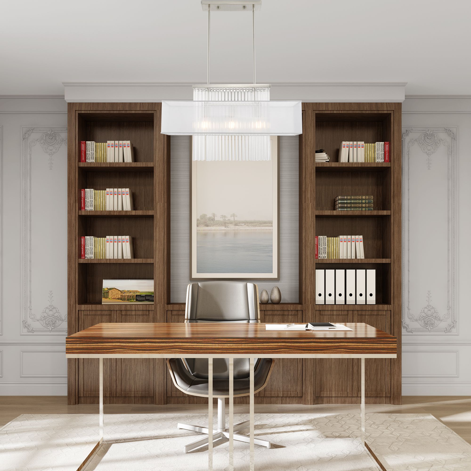 Alexis 3 Light Brushed Nickel Linear Chandelier