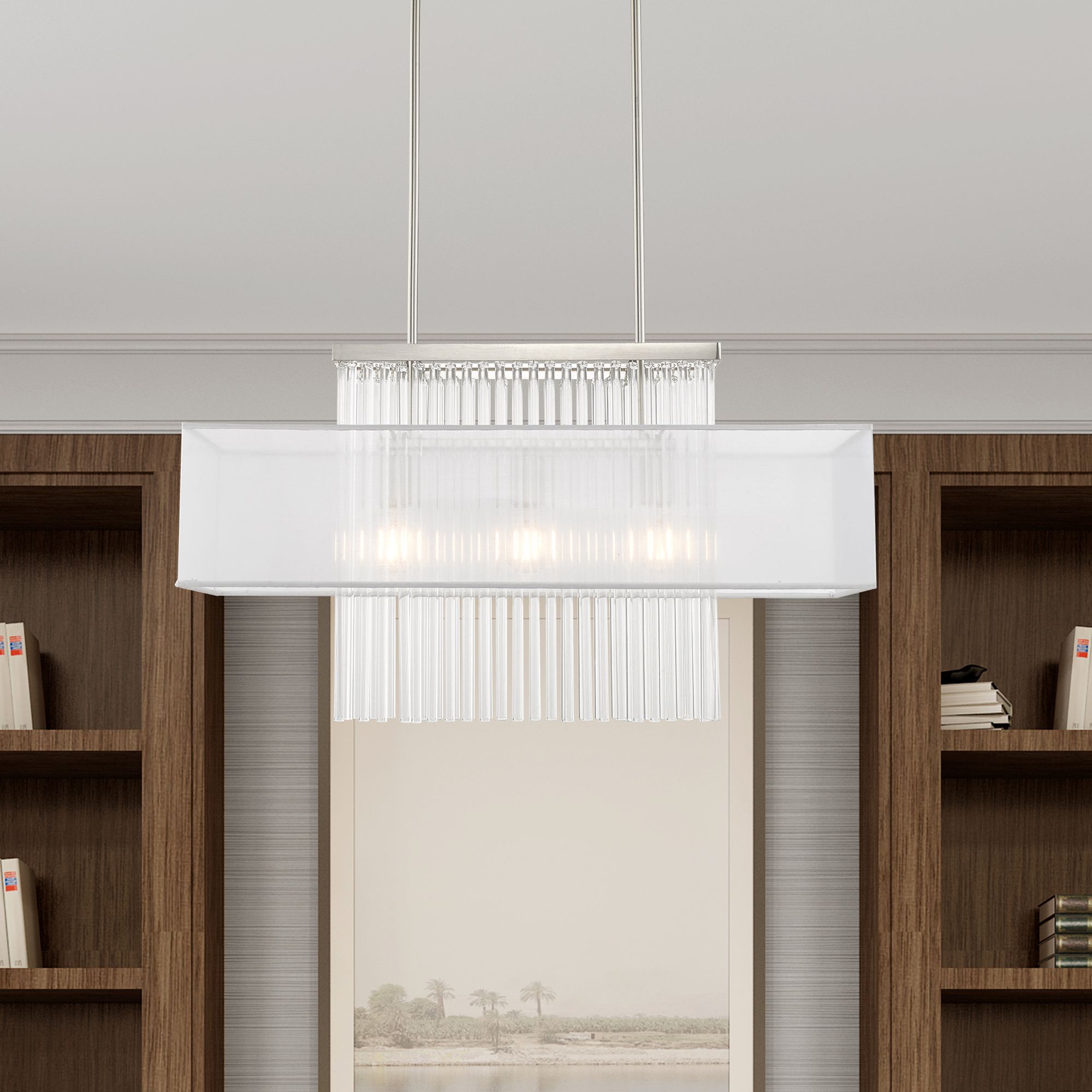 Alexis 3 Light Brushed Nickel Linear Chandelier