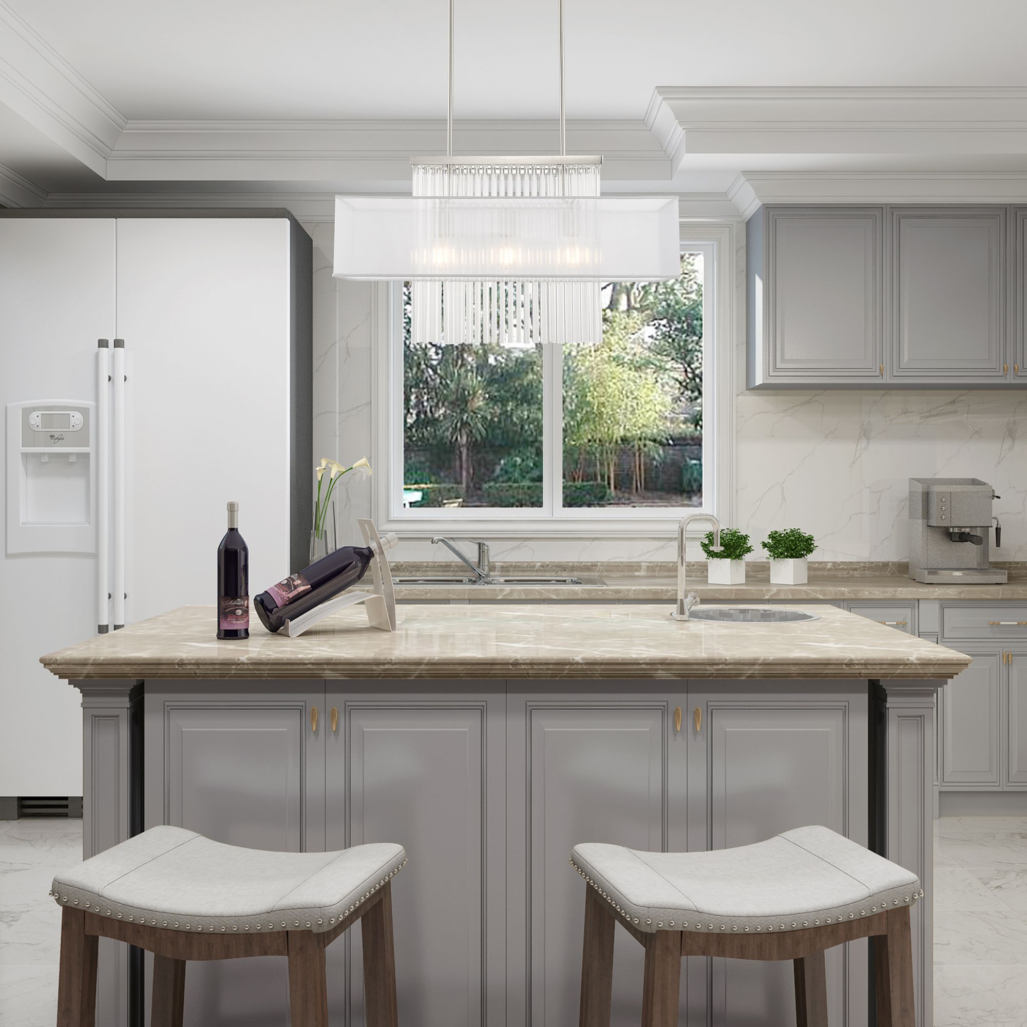 Alexis 3 Light Brushed Nickel Linear Chandelier