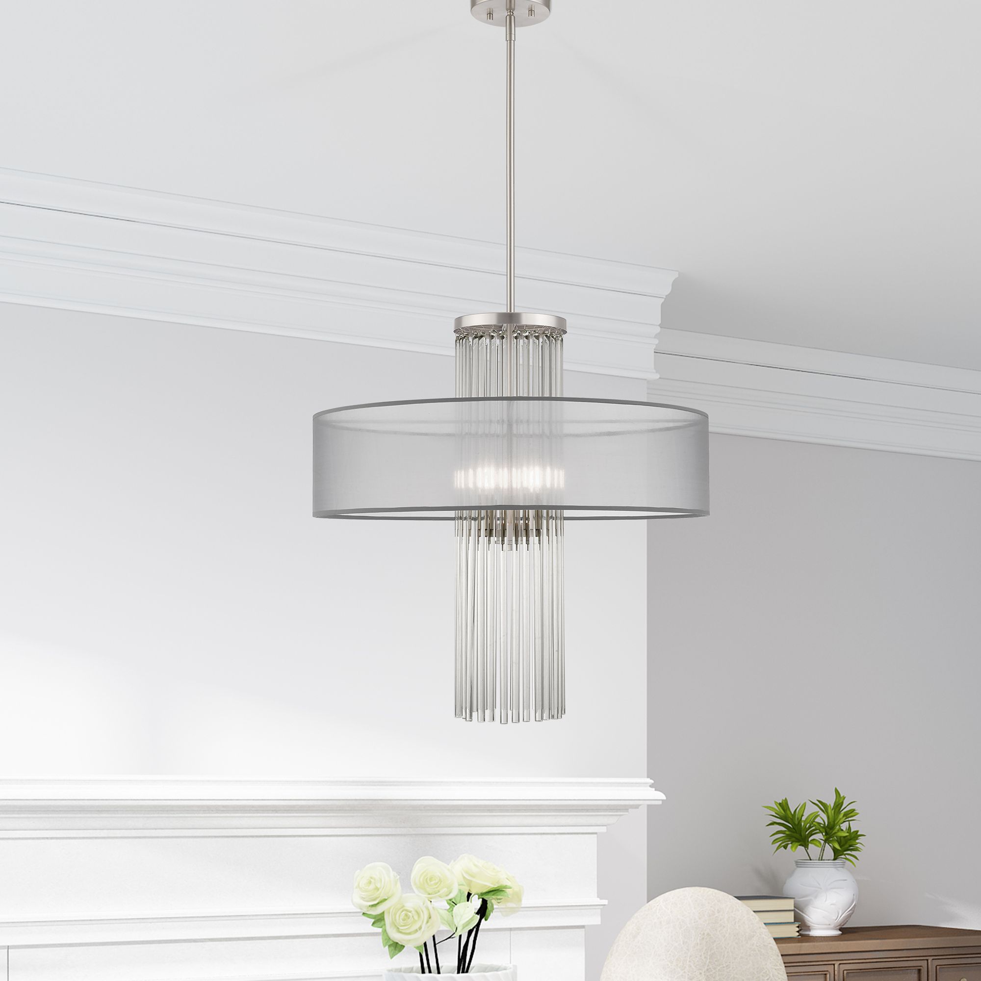 Alexis 4 Light Brushed Nickel Pendant Chandelier