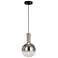 Alexis 8" Wide Black Pendant With Chrome Glass Shade