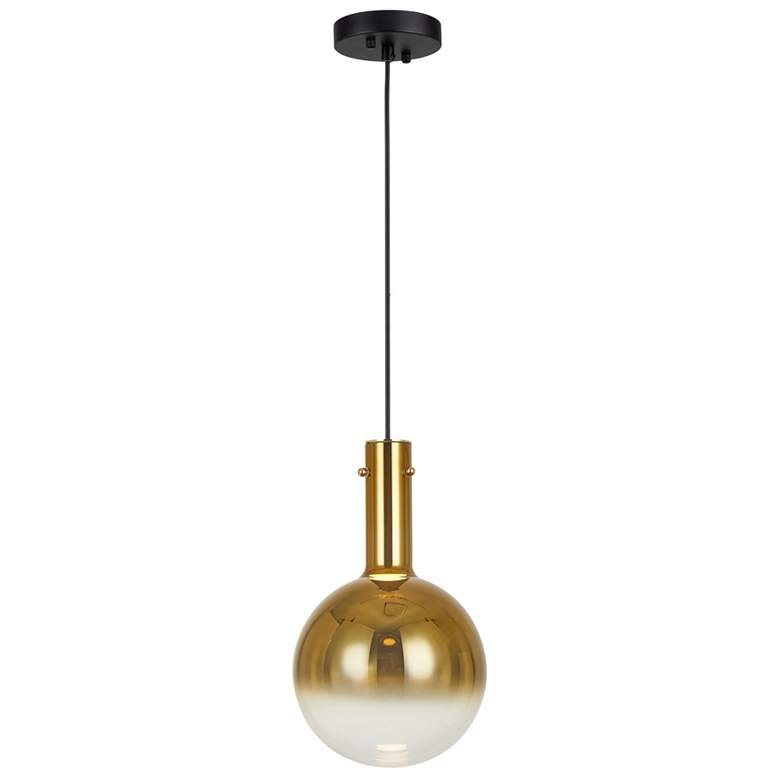 Image 1 Alexis 8" Wide Black Pendant With Coffee Glass Shade