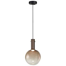 Image1 of Alexis 8" Wide Black Pendant With Gold Glass Shade
