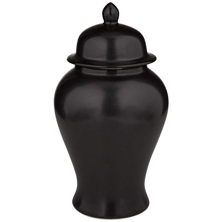 Image 3 Alfano 10.75" High Onyx Black Ceramic Ginger Jar Urn with Lid