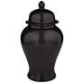 3_Alfano 10.75" High Onyx Black Ceramic Ginger Jar Urn with Lid