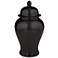 Alfano 10.75" High Onyx Black Ceramic Ginger Jar Urn with Lid