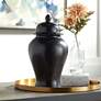 2_Alfano 10.75" High Onyx Black Ceramic Ginger Jar Urn with Lid