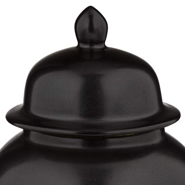 Image 4 Alfano 10.75" High Onyx Black Ceramic Ginger Jar Urn with Lid more views