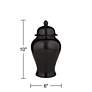 Alfano 10.75" High Onyx Black Ceramic Ginger Jar Urn with Lid in scene