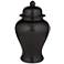 Alfano 15" High Onyx Black Ceramic Ginger Jar Urn with Lid