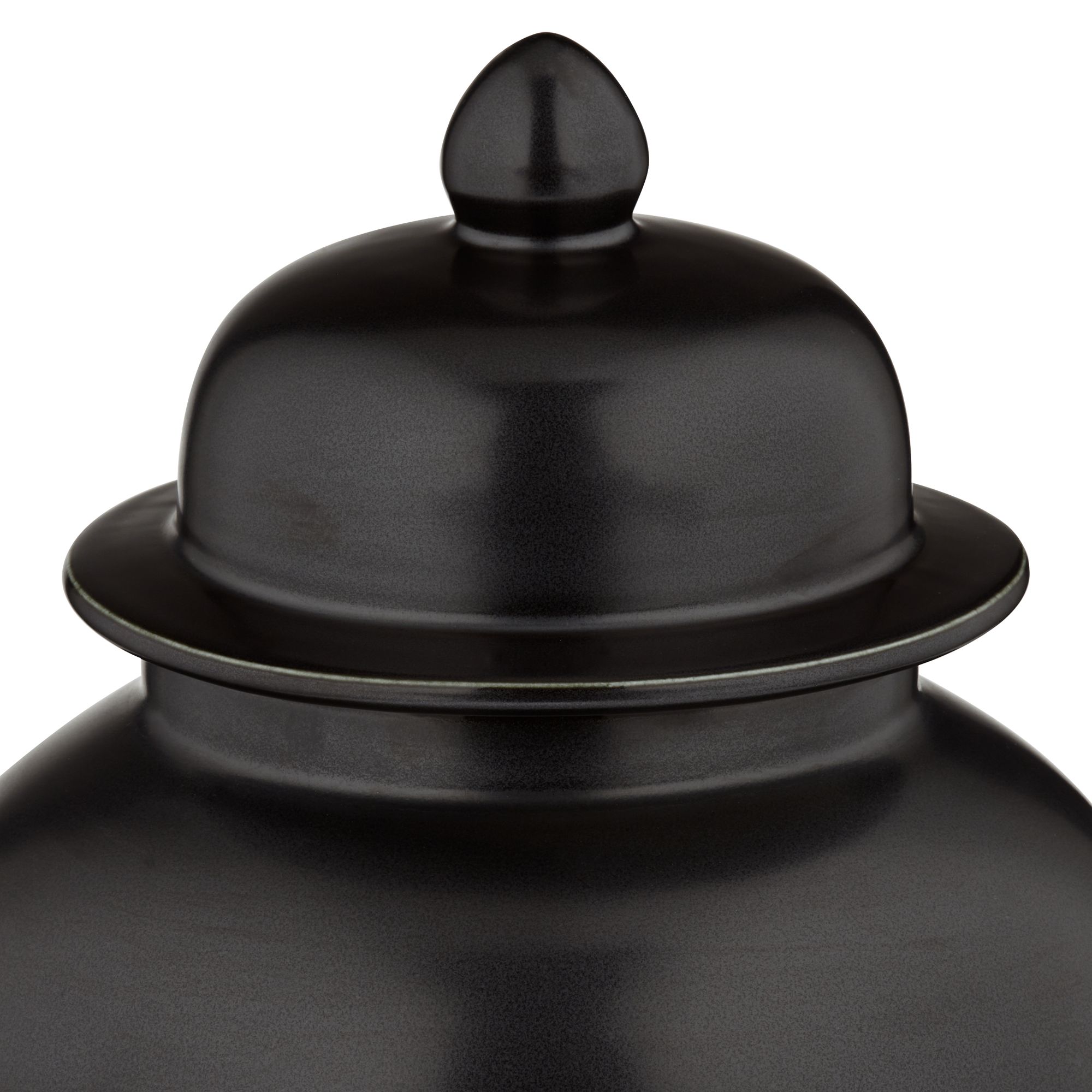 Image 4 Alfano 15" High Onyx Black Ceramic Ginger Jar Urn with Lid more views