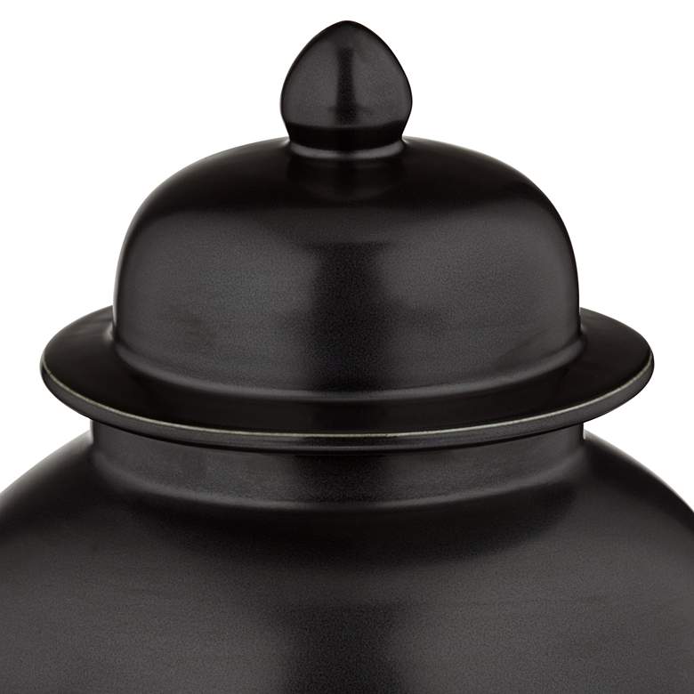 Image 4 Alfano 15" High Onyx Black Ceramic Ginger Jar Urn with Lid more views