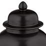 4_Alfano 15" High Onyx Black Ceramic Ginger Jar Urn with Lid more views