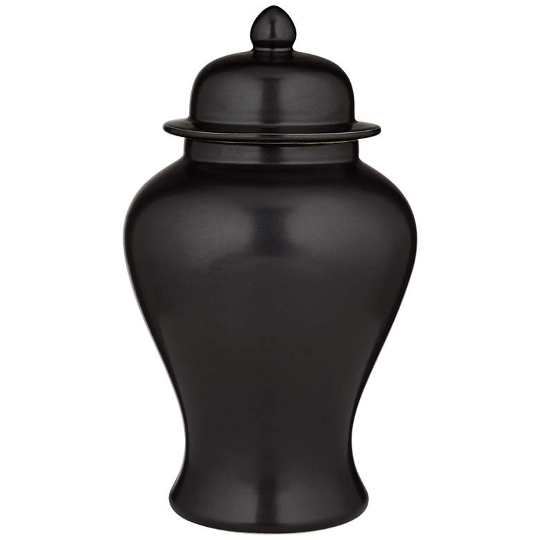Image 6 Alfano 15" High Onyx Black Ceramic Ginger Jar Urn with Lid more views