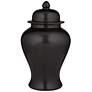 6_Alfano 15" High Onyx Black Ceramic Ginger Jar Urn with Lid more views
