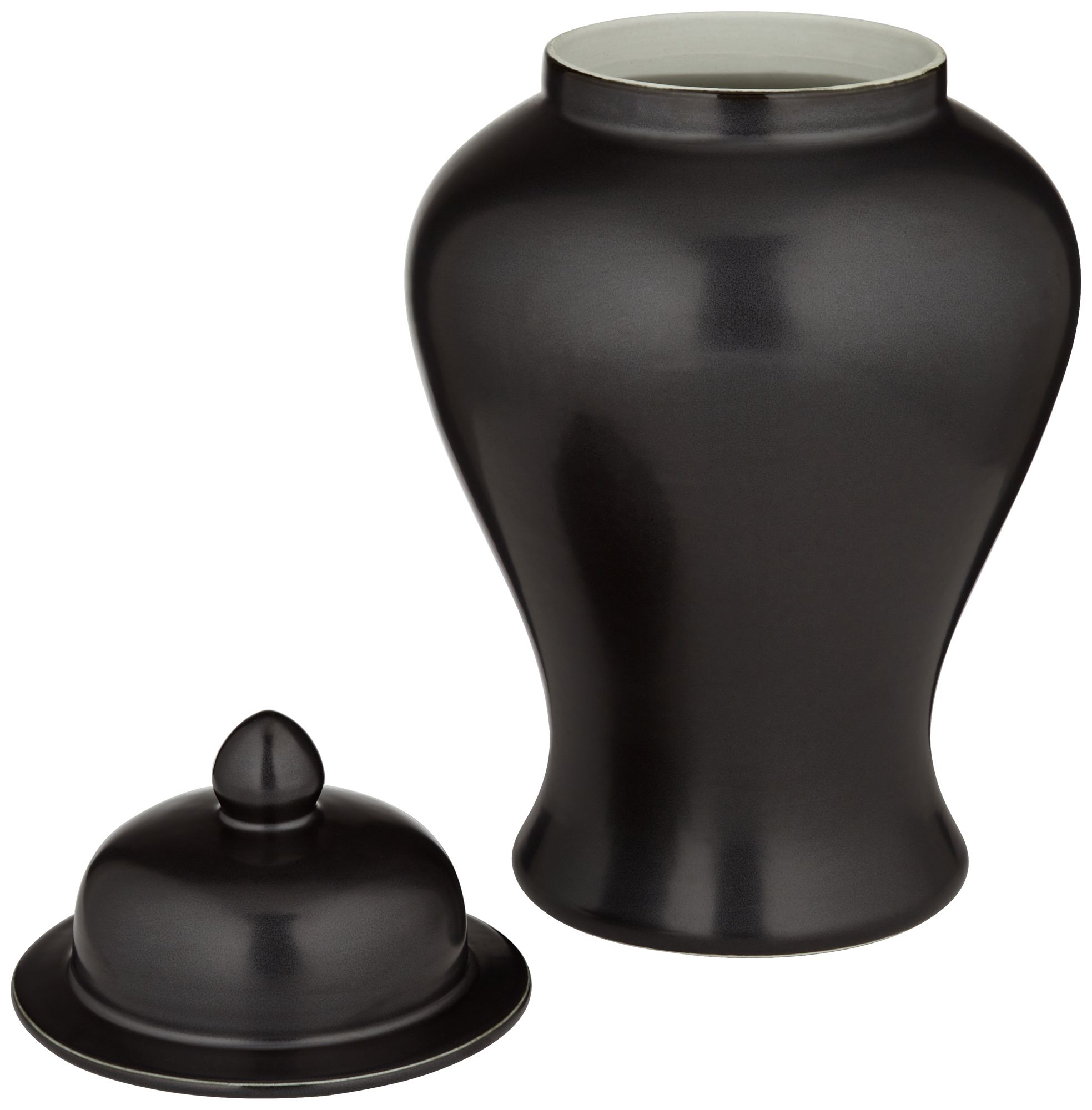 Image 7 Alfano 15" High Onyx Black Ceramic Ginger Jar Urn with Lid more views