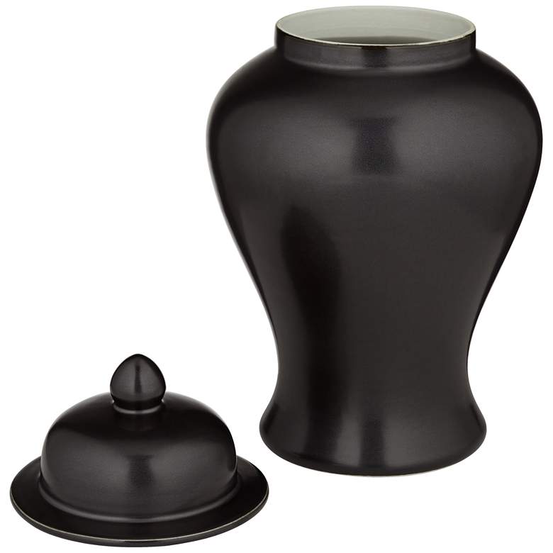 Image 7 Alfano 15" High Onyx Black Ceramic Ginger Jar Urn with Lid more views