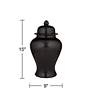 Alfano 15" High Onyx Black Ceramic Ginger Jar Urn with Lid in scene