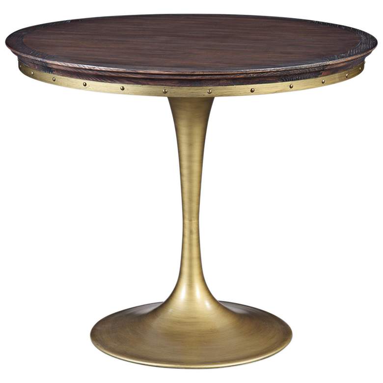 Image 1 Alfie 35 1/2 inch Wide Pine Top and Brushed Brass Dining Table