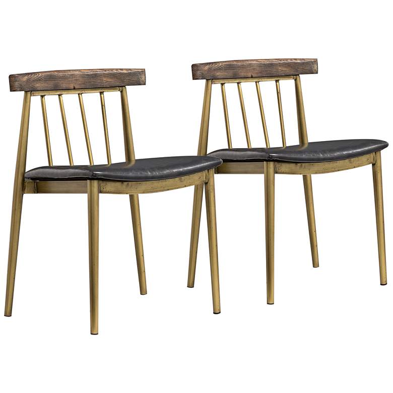 Image 1 Alfie Gray and Brushed Brass Dining Chairs Set of 2