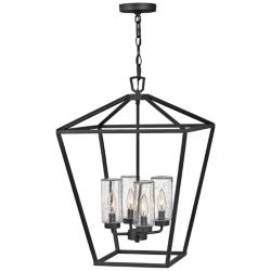 Alford Place 17&quot; Wide Black 4-Light Outdoor Foyer Chandelier