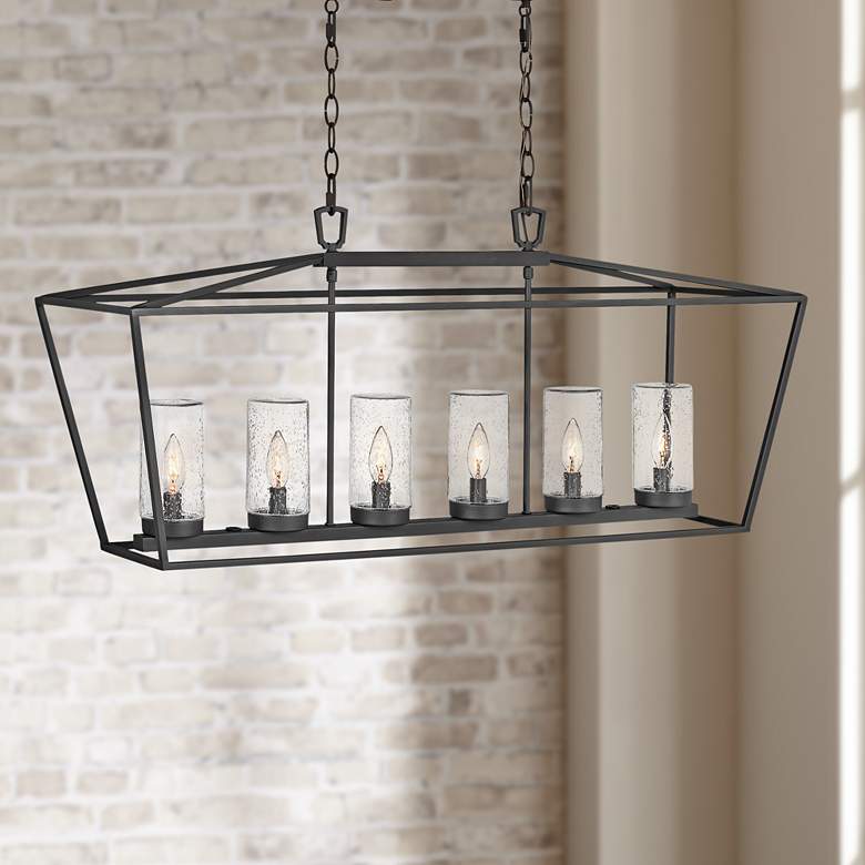 Image 1 Alford Place 40"W Black 6-Light Outdoor Island Chandelier