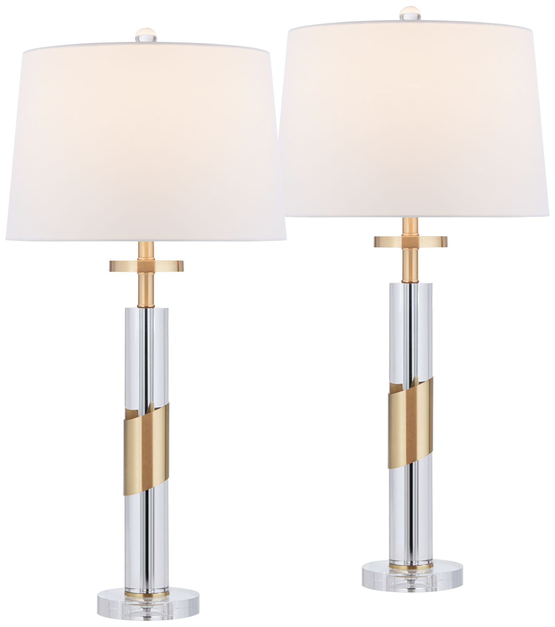 Thumbnail2 of Alfred 30 1/2" High Soft Brass and Crystal Column Table Lamp Set of 2