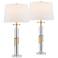 Alfred 30 1/2" High Soft Brass and Crystal Column Table Lamp Set of 2