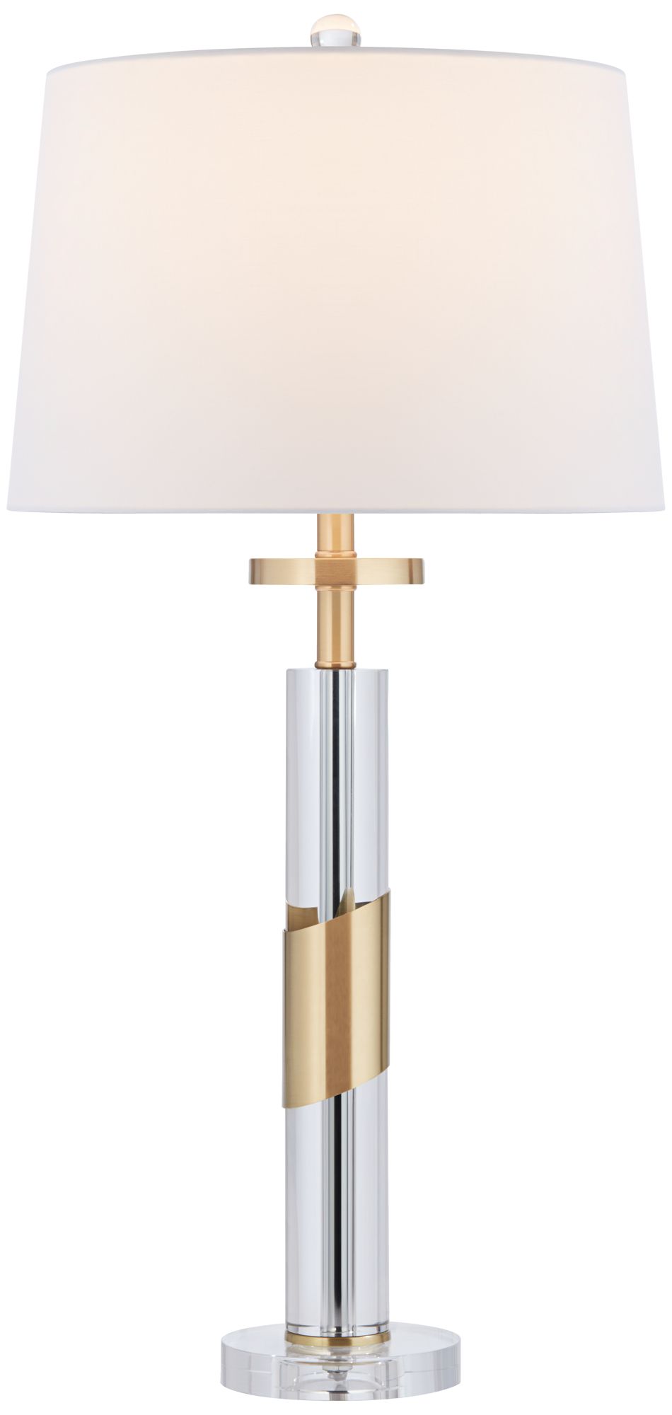 Image 3 Alfred 30 1/2" High Soft Brass and Crystal Column Table Lamp