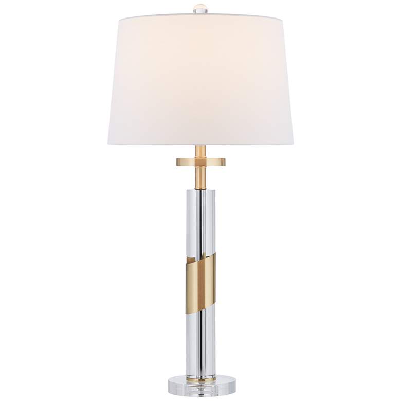 Image 1 Alfred 30 1/2" High Soft Brass and Crystal Column Table Lamp